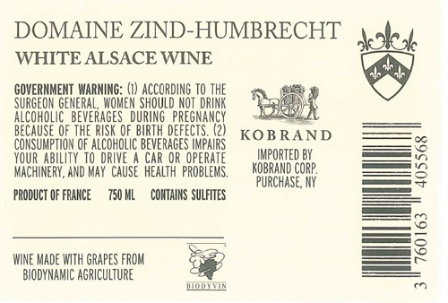 Gewürztraminer 2012 Back Label