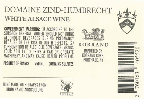 Pinot Blanc 2012 back label