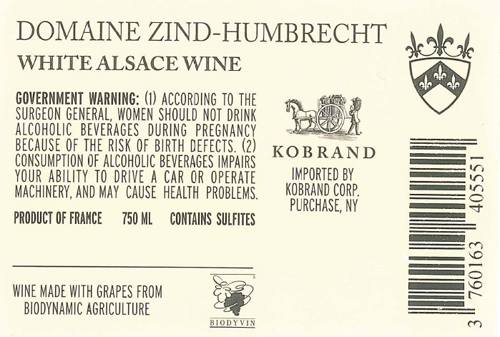 Pinot Gris 2012 back label