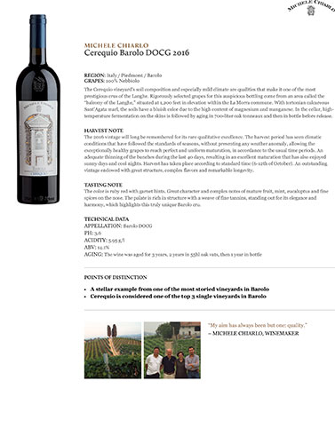 Cerequio Barolo DOCG 2016 Fact Sheet