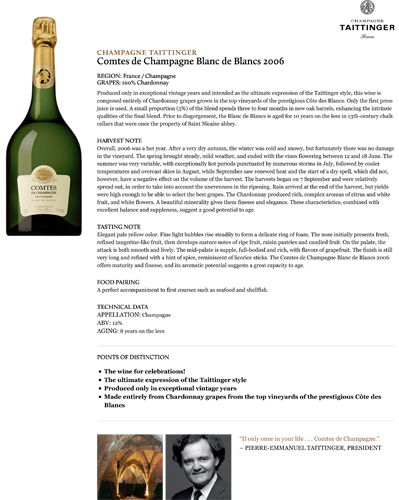Comtes de Champagne Blanc de Blancs 2006