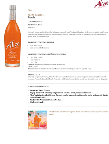 Alizé Peach Fact Sheet