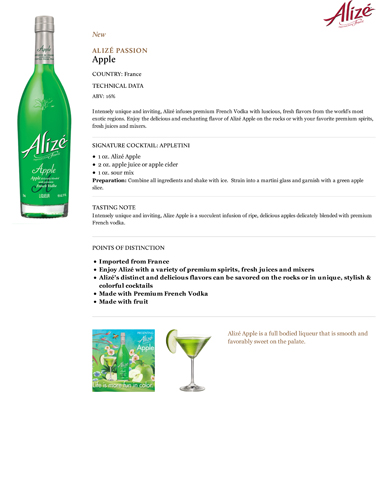 Alizé Apple Fact Sheet