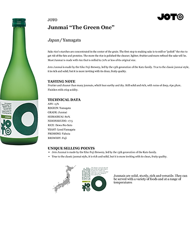 Junmai “The Green One” Fact Sheet