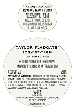 325th Anniversary Reserve Tawny Port Back Label
