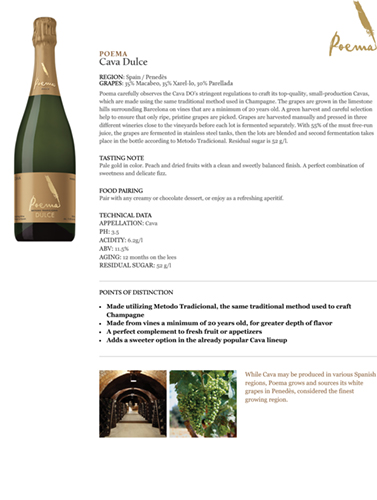 Cava Dulce Fact Sheet