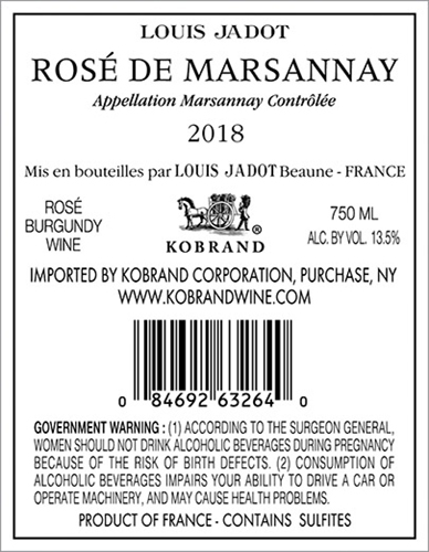 Domaine Clair-Daü Marsannay Rosé 2018 Back Label