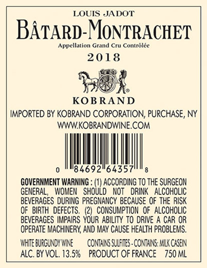 Bâtard-Montrachet 2018 Grand Cru Back Label