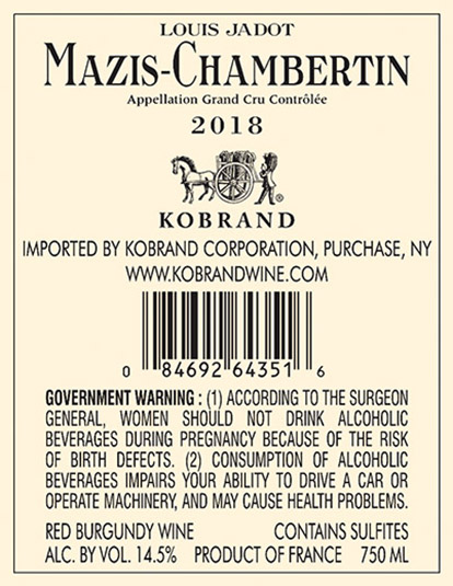 Mazis-Chambertin Grand Cru 2018 Back Label