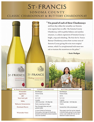 Sonoma County Buttery Chardonnay & Classic Chardonnay Sell Sheet