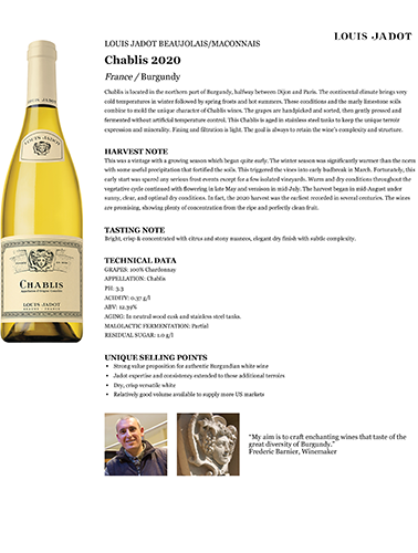 Chablis 2020 Fact Sheet