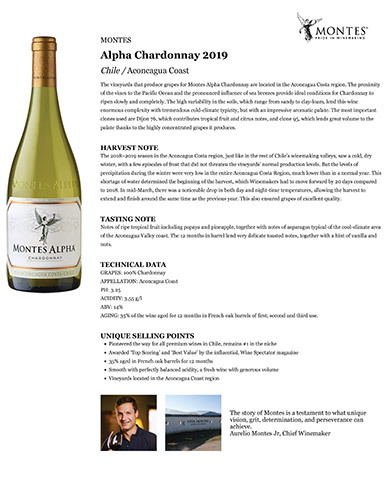 Alpha Chardonnay 2019 Fact Sheet