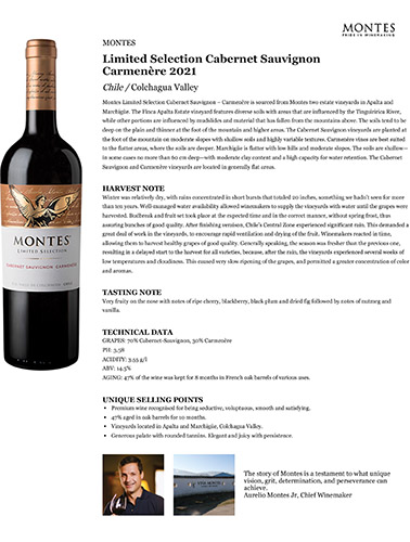 Limited Selection Cabernet Sauvignon Carmenère 2021 Fact Sheet