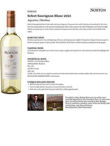 Select Sauvignon Blanc 2021 Fact Sheet