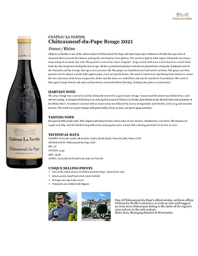 Châteauneuf-du-Pape Rouge 2021 Fact Sheet