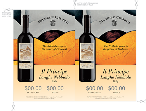 Il Principe Langhe Nebbiolo DOC Insert Table Tent (Editable)