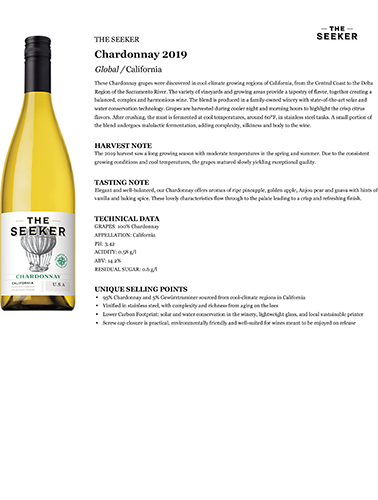 Chardonnay 2019 Fact Sheet