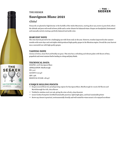 Sauvignon Blanc 2021 Fact Sheet