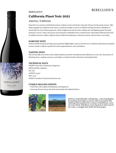 California Pinot Noir 2021 Fact Sheet
