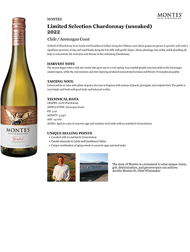 Limited Selection Chardonnay (unoaked) 2022 Fact Sheet