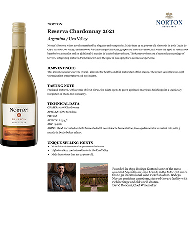 Reserva Chardonnay 2021 Fact Sheet
