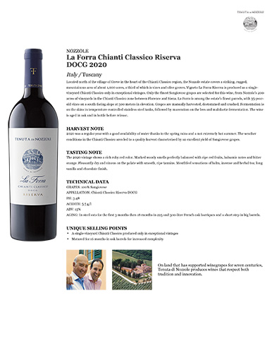 La Forra Chianti Classico Riserva DOCG 2020 Fact Sheet