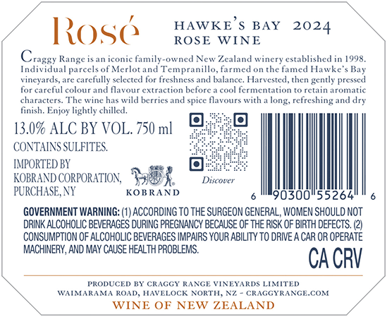 Hawke’s Bay Rosé 2024 Back Label