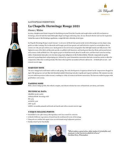 La Chapelle Hermitage Rouge 2021 Fact Sheet
