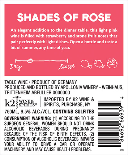 Shades of Rose Back Label