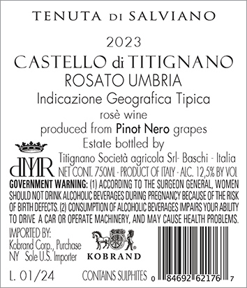Rosato Pinot Nero Rosé IGT 2023 Back Label