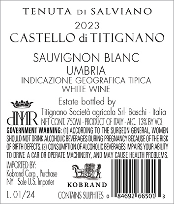 Sauvignon Blanc IGT 2023 Back Label