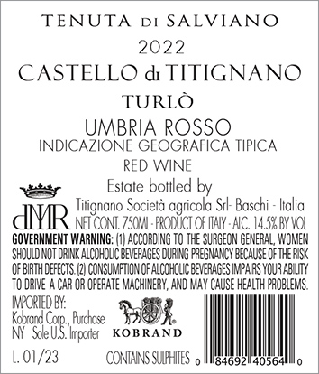 Turlo Lago di Corbara DOC 2022 Back Label